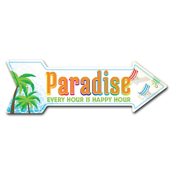 Paradise Arrow Sign Funny Home Decor 24in Wide
